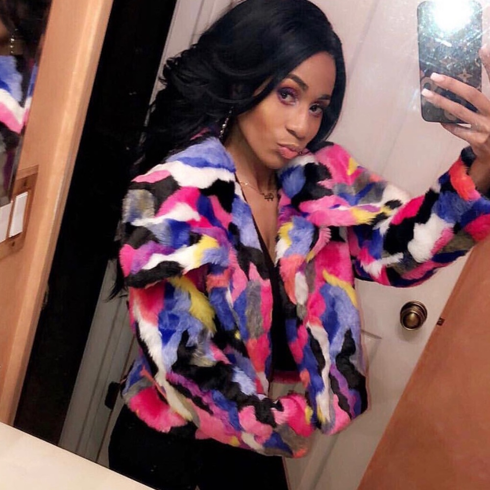Fashion Nova Colorful Fur Jacket - Picture 3 of 3